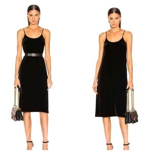 Enza Costa NWT Silk Velvet Black Slip Dress Size S